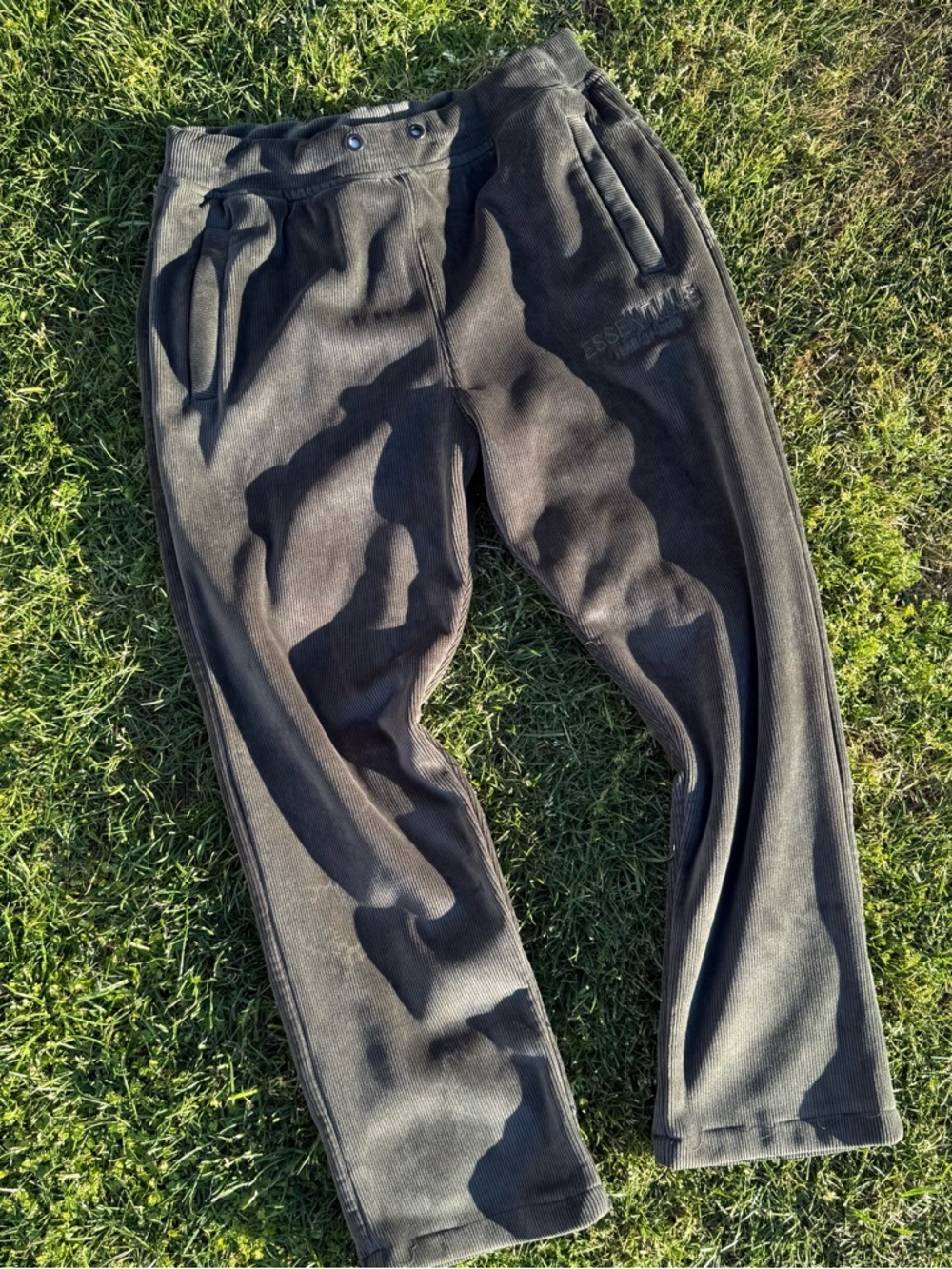 ESSENTIALS Men's Dark Charcoal Corduroy Pants
